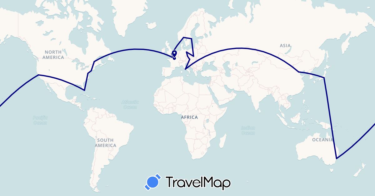 TravelMap itinerary: driving in Austria, Australia, Canada, China, Czech Republic, Germany, France, United Kingdom, Italy, Japan, Norway, Poland, Sweden, United States (Asia, Europe, North America, Oceania)